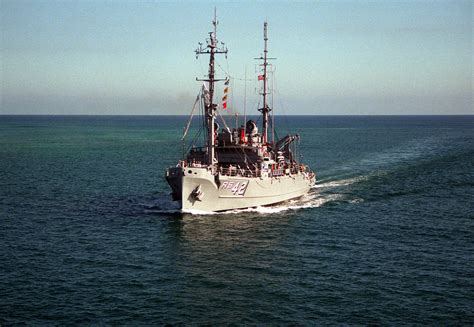 A Port Bow View Of The Salvage Ship USS RECLAIMER ARS 42 As It Heads