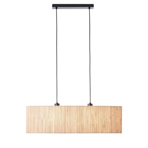 Endon Longshore 101692 Natural Seagrass Black 2 Light Bar Ceiling Pendant Light