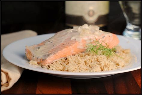 Champagne Poached Salmon with Champagne Cream Sauce