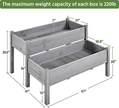 Yaheetech Cama de jardín elevada de madera de 47 x 41 x 30 pulgadas