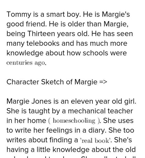 Describe Three Characteristics Of Margie And Tommy