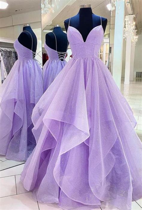 Purple Tulle Long Straps Formal Dresses Light Purple Prom Dress Party Dresses On Luulla