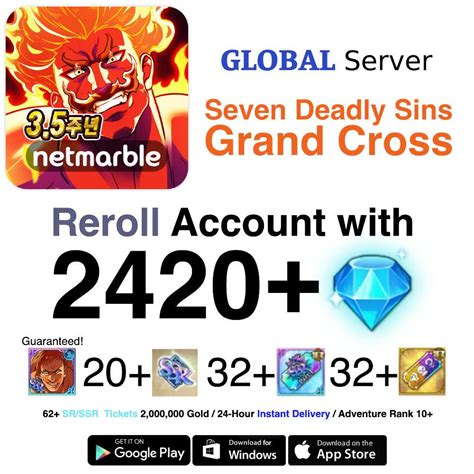 [GLOBAL] 2420+ Diamonds Seven Deadly Sins 7DS Grand Cross Starter ...