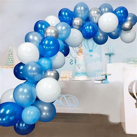 Kit De Arco De Guirnalda De Globos Azules Globos Azules Plateados Y Blancos Decoración De