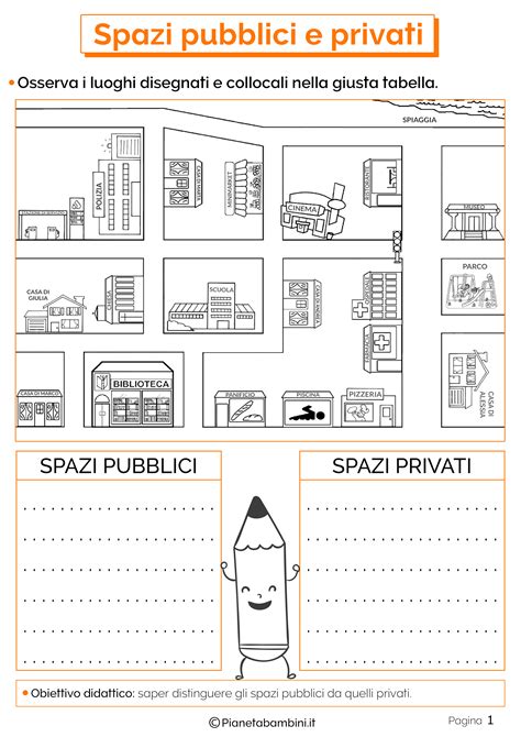 Spazi Pubblici E Privati Schede Didattiche Per La Scuola Primaria