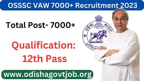 Osssc Vaw Recruitment 2023 Apply Online For 7000 Vaw Jobs In Odisha