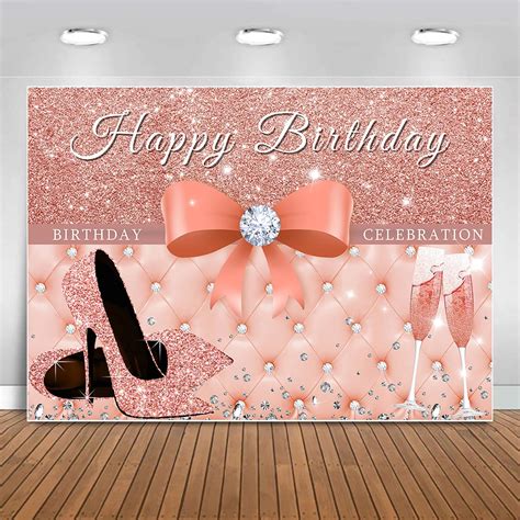 Sensfun Rose Gold Happy Birthday Backdrop Banner Women