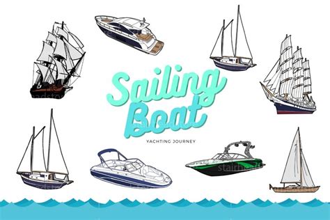 Sailing Boat Yachting Journey Cruise Clip Art Sublimation