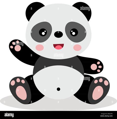 Cute panda waving hand sitting Stock Photo - Alamy