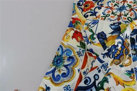 Dolce And Gabbana Multicolor Silk Floral Sicily Maiolica Midi Dress