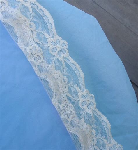 Vtg 60s Frilly Blue Babydoll Negligee Gown Nylon M Ch Gem