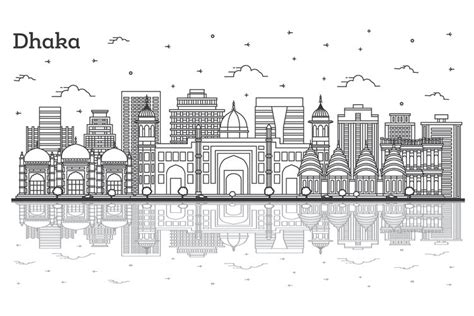 Outline Dhaka Bangladesh City Skyline 1989353