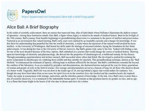 Alice Ball: A Brief Biography - Free Essay Example - 440 Words ...