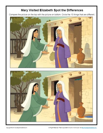 Mary Visited Elizabeth - Printable Spot the Differences Activity