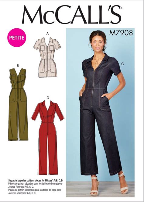 Sewing Pattern Women S Zipper Jumpsuit Pattern Misses Petite Jumpsuit