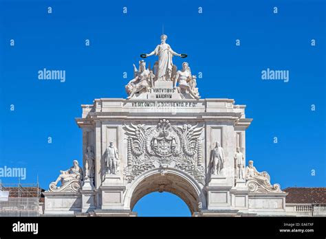 The Iconic Rua Augusta Triumphal Arch Seen From Praca Do Comercio Or