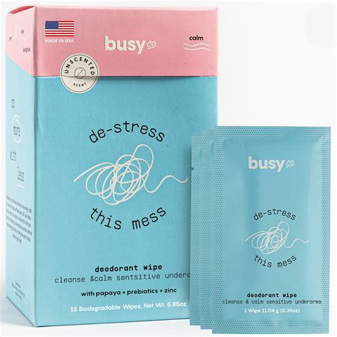 Calming Deodorant Wipes for Women - 15 wipes- Citrus Scented Cleansing Wipes for Gym, Travel ...