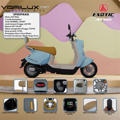 Jual SEPEDA LISTRIK MOTOR VESPA EXOTIC VARILUX PRO 650 WATT 48V20AH