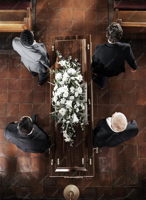 Premium Photo | Funeral family coffin and church above for death grief
