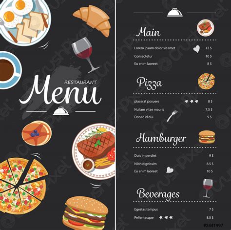 Restaurant Food Menu Design With Chalkboard Stock Vector