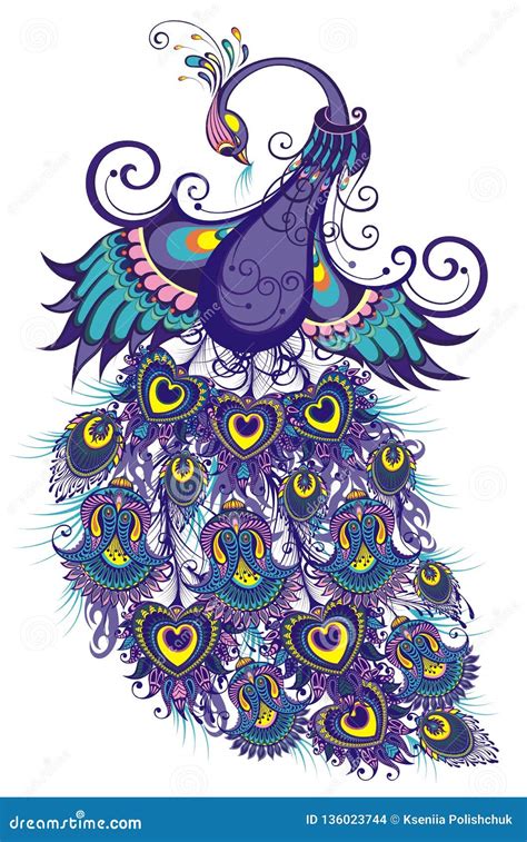 Fantasy Peacock Drawing Vector Illustration Of Bird Cartoondealer