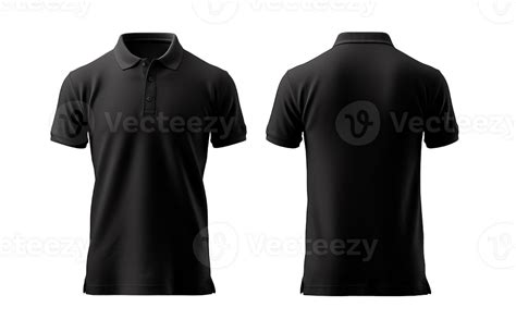 Plain Black Polo Shirt Mockup Design Front And Rear View Isolated On