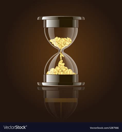 Hourglass With Gold Coins Over Dark Background Vector Image