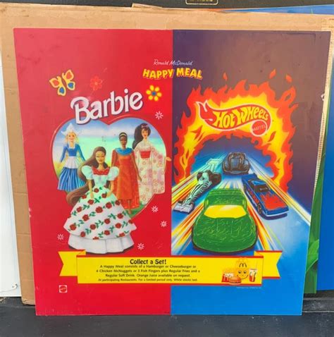MCDONALDS DISPLAY MENU Sign Vintage BARBIE HOT WHEELS Happy Meal Sign Translite EUR 52 82