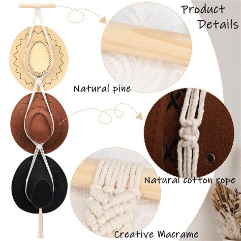 Snapklik Macrame Hat Hangers Boho Hat Rack For Wall Hat Holder