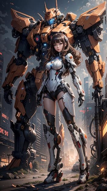 Premium Photo The Anime Girl Wearing A Mecha Battle Suit And Its