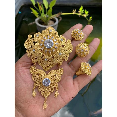 Jual Bros Alpaka Bali Set Kebaya Motif T Pakis Padi Besar Shopee