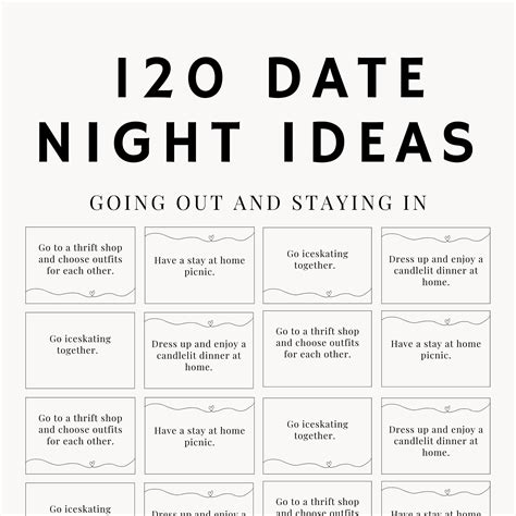 120 Couple Date Cards Date Night Idea Cards Couple Cards Date Night Jar Anniversary T Couple