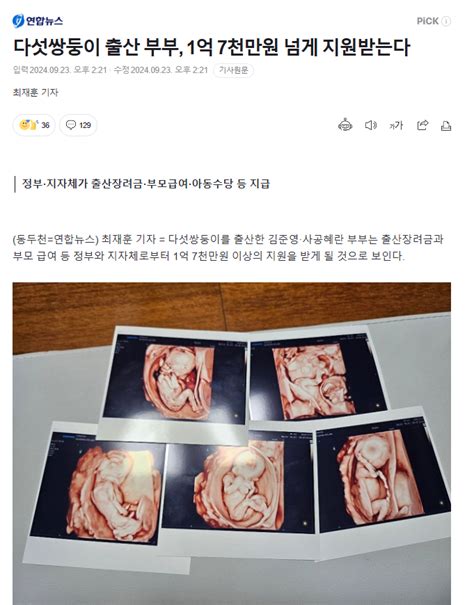 다섯쌍둥이 출산 부부 1억 7천만원 넘게 지원받는다 유머 움짤 이슈 에펨코리아