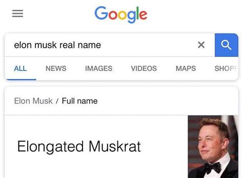 Elon musk real name Google search | Elongated Muskrat | Know Your Meme