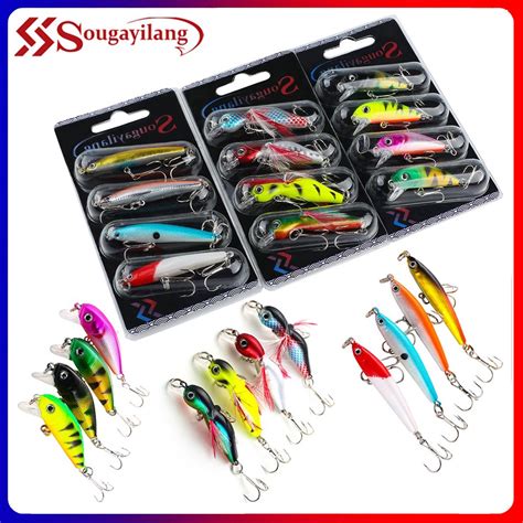 Sougayilang Isca De Pesca Set 4 PCS Wobbler Iscas De Pesca Dura Anti