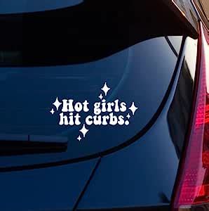 Hot Girls Hit Curbs Decal Car Accessories For Women Cute Car Decal