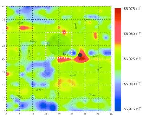 Map of magnetic anomalies in the survey area (micromagnetic survey ...