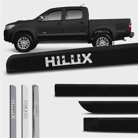 Jogo De Friso Lateral Largo Hilux 05 A 22 Prata Black Piano Branco