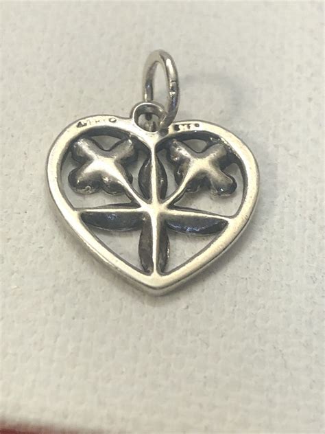 Retired James Avery Heart Charm Pendant 3 Flowers R Gem