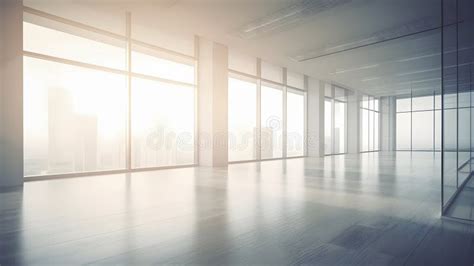 Empty Interior Of Modern Office With Sun Light Copy Space Ai