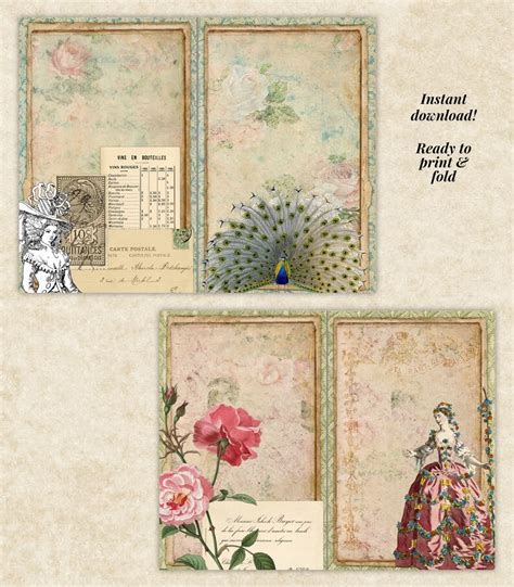 Junk Journal Printable Kit Shabby French Papers And Etsy