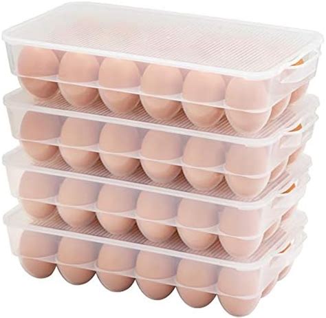 Amazon Eslite Covered Egg Holder Egg Storage For Refrigerator Fits