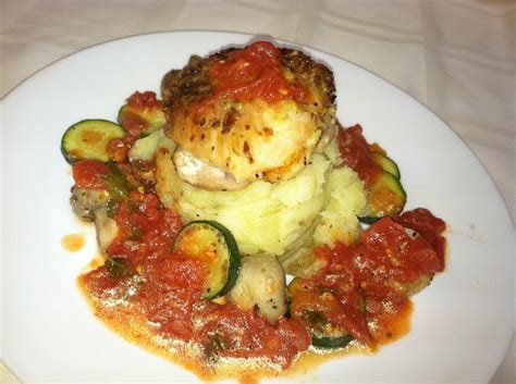 Roasted Chicken With Garlic Mashed Potatoes Mushroom And Zucchini