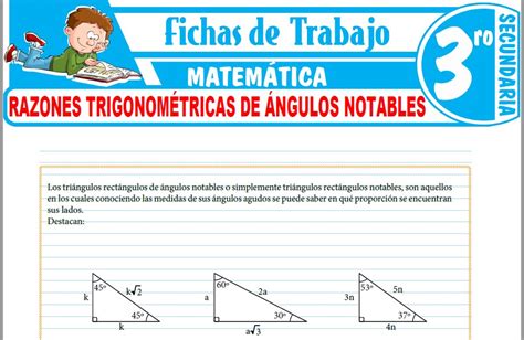 Razones Trigonométricas De ángulos Notables Para Tercero De Secundaria