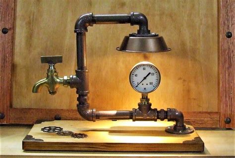 Desk Lamp Table Lamp Mantel Clock Upcycle Lighting Steampunk