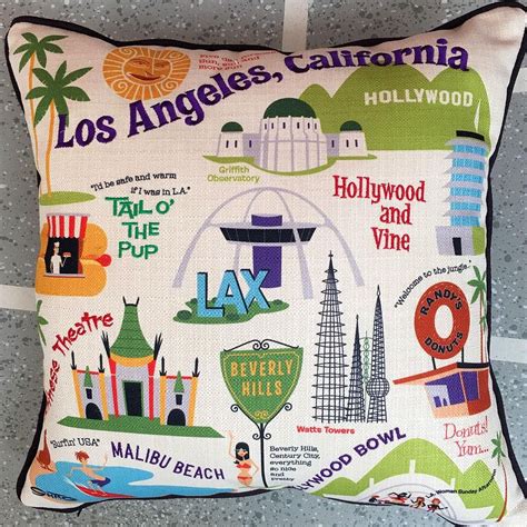 Embroidered And Printed L A Tourist Pillow Debuting At The Shag