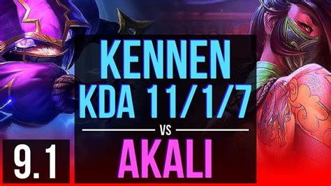 Kennen Vs Akali Top Kda 11 1 7 68 Winrate Legendary Euw