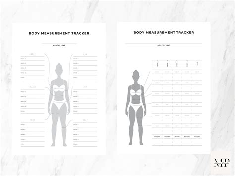 Body Measurement Tracker Body Measurement Chart Weight Loss Tracker