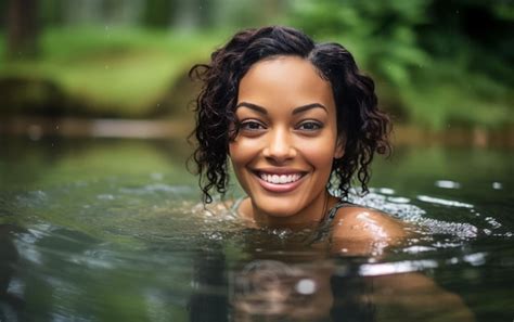 Premium Photo African Women Swimming In The River