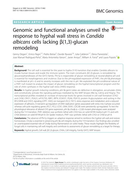 PDF Genomic And Functional Analyses Unveil The Response To Hyphal